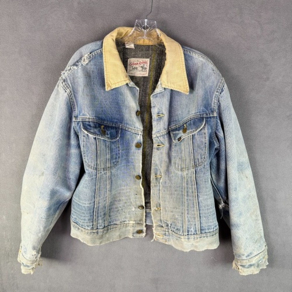 VTG Lee Storm Rider Mens Denim Jacket Blanket‎ Lined L 44 Trucker Cowboy 70s 80s